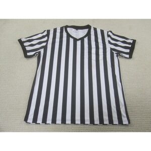 Referee Shirt Mens Medium Black White Striped V Neck Pocket Costume Jersey‎ Top